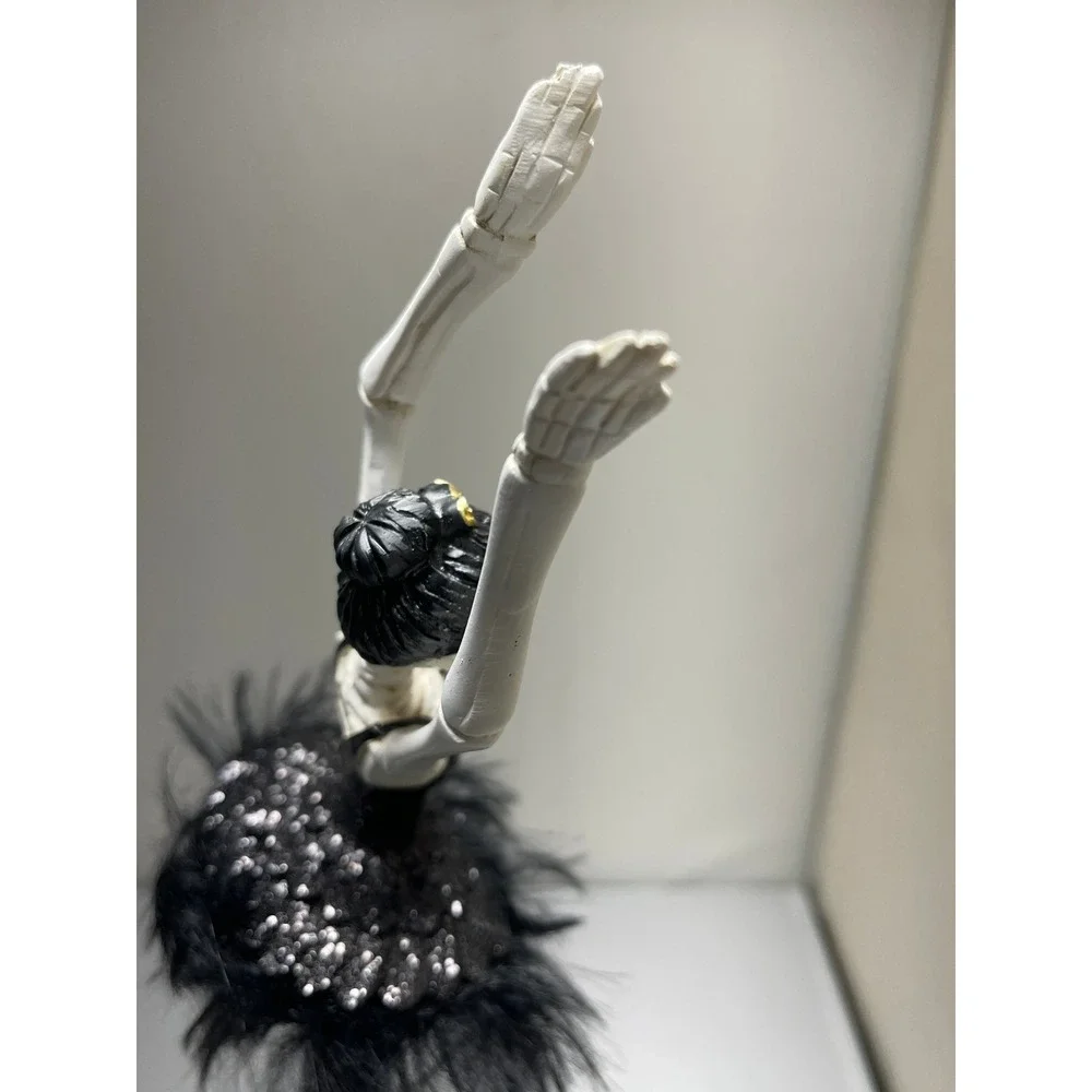 Bella Lux Skeleton Ballerina Halloween Decor Black Feather Tutu Gothic Figurine